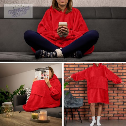 Bluzair Koco Bluza Oversize Kapturem Czerwona 4w1 Bluzair Koco Bluza Oversize Kapturem Czerwona 4w1