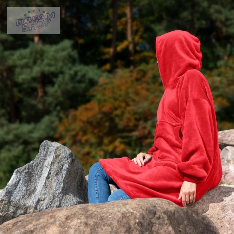 Bluzair Koco Bluza Oversize Kapturem Czerwona 4w1 Bluzair Koco Bluza Oversize Kapturem Czerwona 4w1