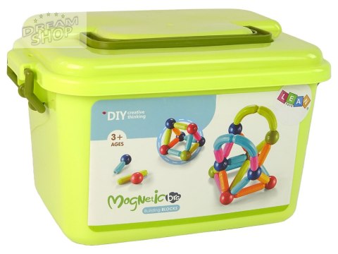 Klocki Magnetyczne Konstrukcyjne Edukacyjne Kuferek 145 Elementów