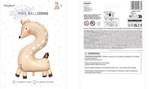 Balon foliowy cyfra "2" - Sarenka 65x102 cm