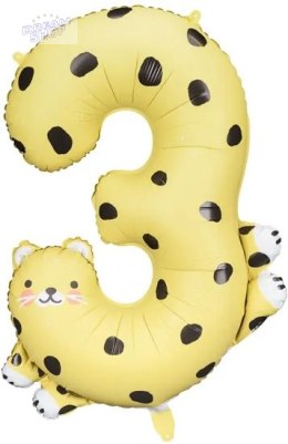 Balon foliowy cyfra "3" - Gepard 68x98 cm
