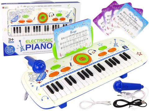 Elektryczne Pianino Keyboard Dla Dzieci Niebieski Nuty USB MP3 Elektryczne Pianino Keyboard Dla Dzieci Niebieski Nuty USB MP3