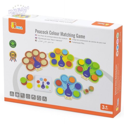 VIGA Drewniana Gra Dopasuj Kolory Pawi Ogon Montessori + Karty VIGA Drewniana Gra Dopasuj Kolory Pawi Ogon Montessori + Karty