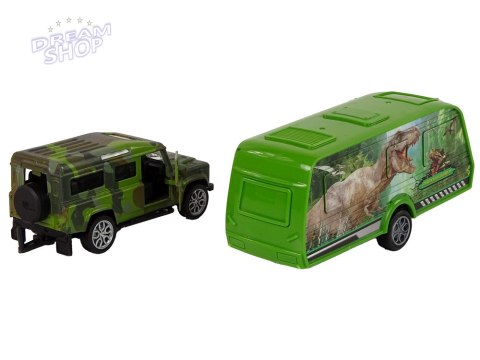 Zestaw Pojazdów Jeep z Naciągiem Przyczepa z Dinozaurami Zestaw Pojazdów Jeep z Naciągiem Przyczepa z Dinozaurami