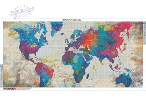 DUŻY Haft Diamentowy 120x60cm, MAPA, Obraz, Mozaika Diamentowa Diamond Painting, ATLAS ŚWIATA W KOLORZE DUŻY Haft Diamentowy 120x60cm, MAPA, Obraz, Mozaika Diamentowa Diamond Painting, ATLAS ŚWIATA W KOLORZE