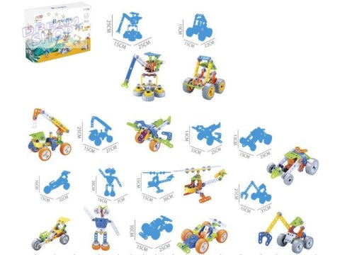 Klocki Konstrukcyjne, Elastyczne 167 El. Pojazdy Budowlane, Auto, Wyścigówka, Samolot, Robot Do Rozkręcania I Skręcania 10w1 Klocki Konstrukcyjne, Elastyczne 167 El. Pojazdy Budowlane, Auto, Wyścigówka, Samolot, Robot Do Rozkręcania I Skręcania 10w1