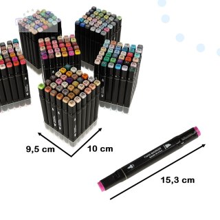 Markery dwustronne alkoholowe w etui 204 + podstawka