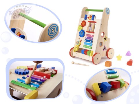 Pchacz chodzik drewniany kostka edukacyjna 6w1
