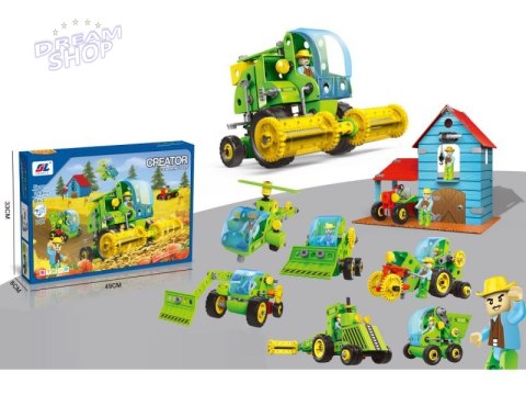 Klocki Konstrukcyjne ZESTAW ROLNIKA, FARMERA 153 El. Pojazdy Rolnicze, Kombajn, Stodoła, Traktor Do Rozkręcania I Skręcania 8w1