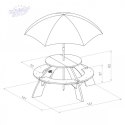 AXI Drewniany Wielofunkcyjny Zestaw Stół Okrągły + Ławeczki + Parasol