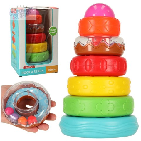 Piramida wieża edukacyjna układanka sensoryczna kolorowa Montessori