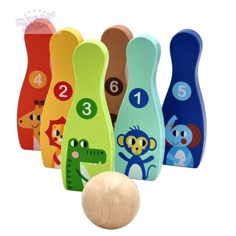 TOOKY TOY Drewniane Kręgle dla Dzieci 6 szt. + Piłka TOOKY TOY Drewniane Kręgle dla Dzieci 6 szt. + Piłka