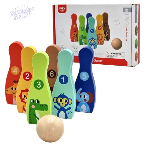TOOKY TOY Drewniane Kręgle dla Dzieci 6 szt. + Piłka TOOKY TOY Drewniane Kręgle dla Dzieci 6 szt. + Piłka