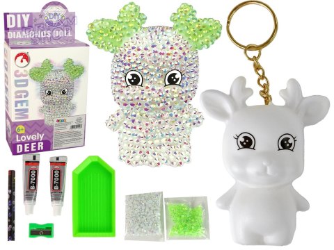 Zestaw DIY Diamentowy Renifer DIY Kryształki Brelok 3D Biały Zestaw DIY Diamentowy Renifer DIY Kryształki Brelok 3D Biały