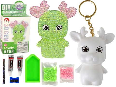 Zestaw DIY Diamentowy Renifer DIY Kryształki Brelok 3D Zielony Zestaw DIY Diamentowy Renifer DIY Kryształki Brelok 3D Zielony