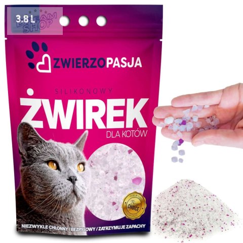 Silikonowy żwirek dla kota ZWIERZOPASJA 3,8 L Silikonowy żwirek dla kota ZWIERZOPASJA 3,8 L