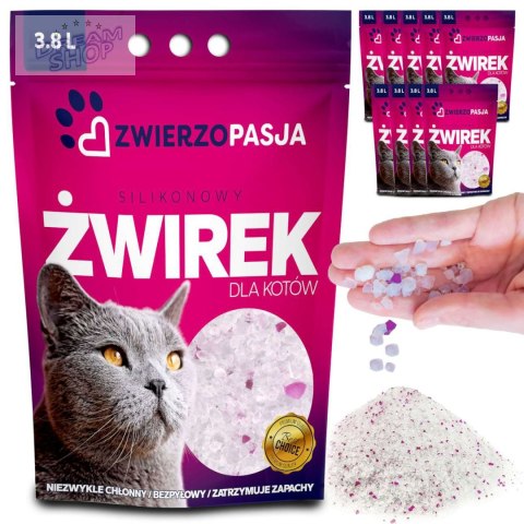 Silikonowy żwirek dla kota ZWIERZOPASJA komplet 10 X 3,8 L Silikonowy żwirek dla kota ZWIERZOPASJA komplet 10 X 3,8 L