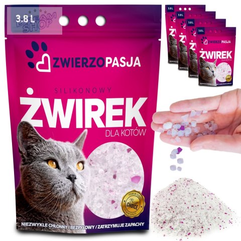 Silikonowy żwirek dla kota ZWIERZOPASJA komplet 5 X 3,8 L Silikonowy żwirek dla kota ZWIERZOPASJA komplet 5 X 3,8 L