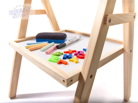 Tablica drewniana 3w1 sztaluga kreda pisaki + papier Tablica drewniana 3w1 sztaluga kreda pisaki + papier