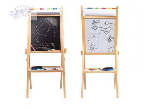 Tablica drewniana 3w1 sztaluga kreda pisaki + papier Tablica drewniana 3w1 sztaluga kreda pisaki + papier