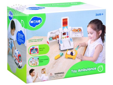 Interaktywne Autko Ambulans + akcesoria z ludzikami Dźwięk Światło ZA4540