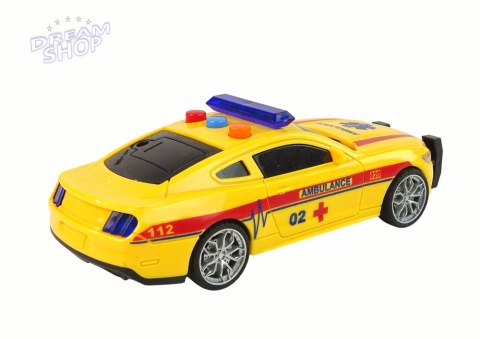 Sportowe Auto Ambulans Światła Dźwięk Żółty Napęd Sportowe Auto Ambulans Światła Dźwięk Żółty Napęd