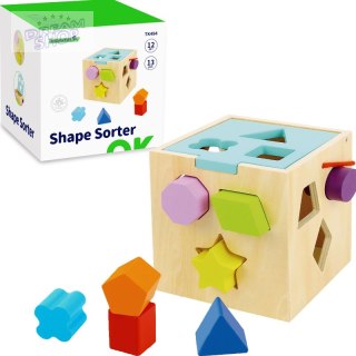 TOOKY TOY Drewniany Sorter Kolorowa Kostka z Kolorowymi Wzorami 13 el.