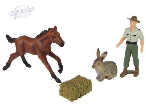 Zestaw Figurek Zwierzęta Koń Zając Rolnik Zestaw Figurek Zwierzęta Koń Zając Rolnik