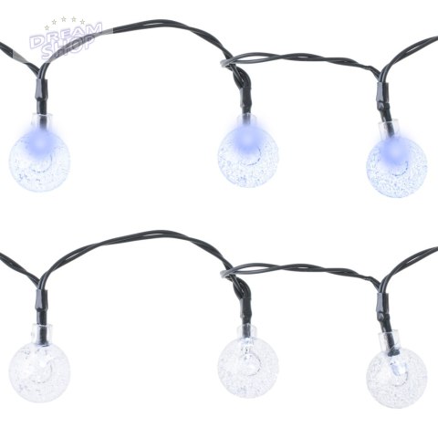Lampki ogrodowe solarne kulki 7m 50LED zimny biały Lampki ogrodowe solarne kulki 7m 50LED zimny biały