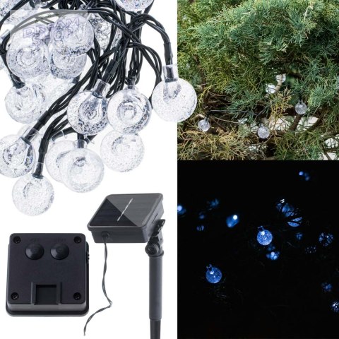 Lampki ogrodowe solarne kulki 7m 50LED zimny biały Lampki ogrodowe solarne kulki 7m 50LED zimny biały