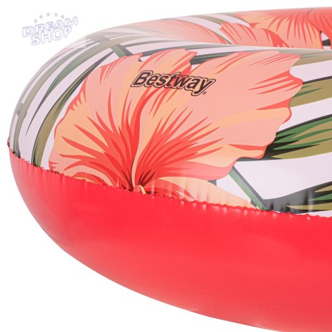 BESTWAY 36237 Koło dmuchane kwiaty liście biały-róż