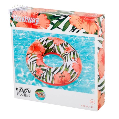 BESTWAY 36237 Koło dmuchane kwiaty liście biały-róż