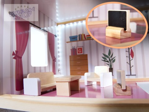 Domek dla lalek MDF drewniany z akcesoriami LED 78cm czarny Domek dla lalek MDF drewniany z akcesoriami LED 78cm czarny