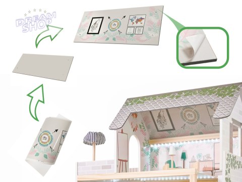 Domek dla lalek drewniany apartament Ikonka boho