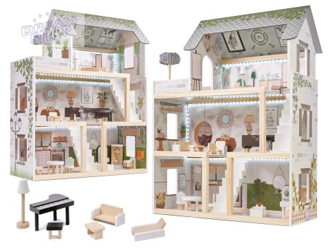 Domek dla lalek drewniany apartament Ikonka boho