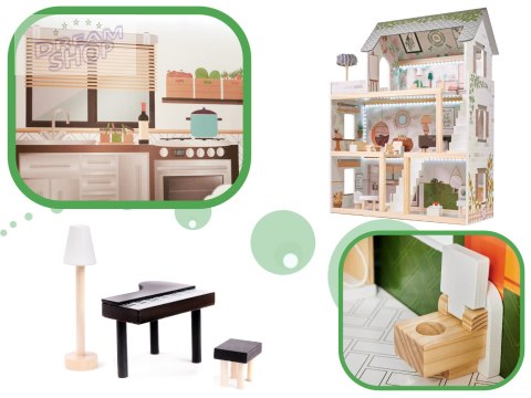 Domek dla lalek drewniany apartament Ikonka boho