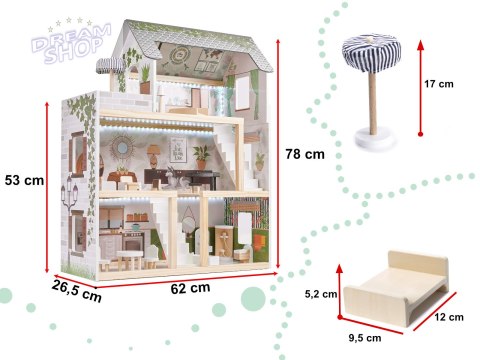Domek dla lalek drewniany apartament Ikonka boho