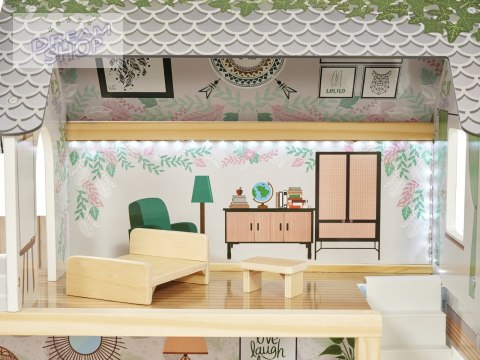 Domek dla lalek drewniany apartament Ikonka boho