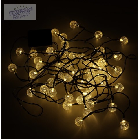Lampki ogrodowe solarne kulki 7m 50LED ciepły biały Lampki ogrodowe solarne kulki 7m 50LED ciepły biały