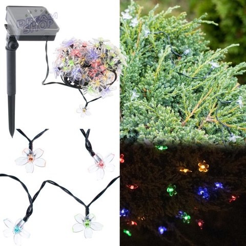 Lampki ogrodowe solarne kwiatki 7m 50LED multikolor Lampki ogrodowe solarne kwiatki 7m 50LED multikolor