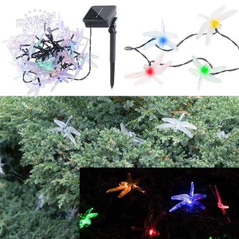 Lampki ogrodowe solarne ważki 6,5m 30LED multikolor Lampki ogrodowe solarne ważki 6,5m 30LED multikolor