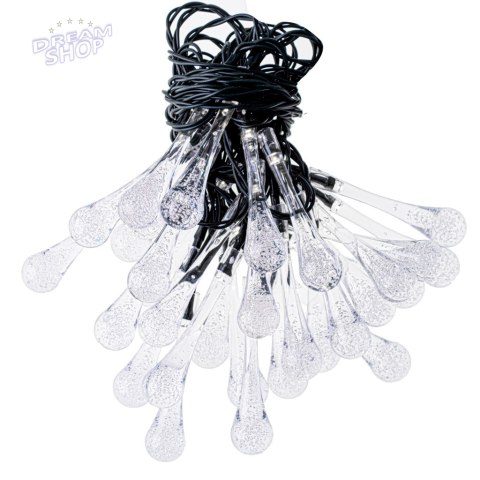 Lampki solarne ogrodowe sople 6,5m 30LED zimny biały Lampki solarne ogrodowe sople 6,5m 30LED zimny biały