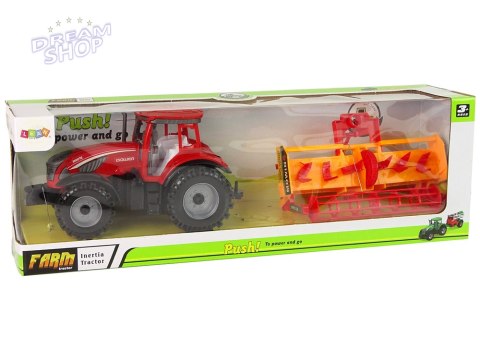 Czerwony Traktor z Pomarańczowym Kultywatorem Napęd Czerwony Traktor z Pomarańczowym Kultywatorem Napęd