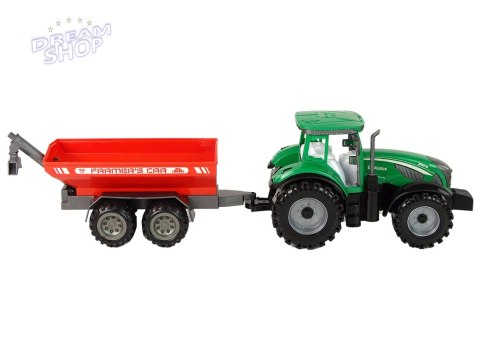 Zielony Traktor z Czerwoną Przyczepką Napęd Frykcyjny Zielony Traktor z Czerwoną Przyczepką Napęd Frykcyjny