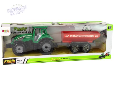 Zielony Traktor z Czerwoną Przyczepką Napęd Frykcyjny Zielony Traktor z Czerwoną Przyczepką Napęd Frykcyjny