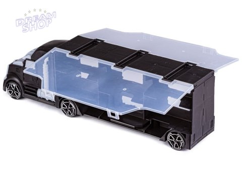 Czarna Ciężarówka, Transporter + Auta, Otwierana Laweta, Pojazdy Budowlane, Traktor, Jeep 6w1 Czarna Ciężarówka, Transporter + Auta, Otwierana Laweta, Pojazdy Budowlane, Traktor, Jeep 6w1