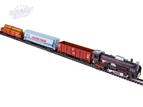 Kolejka rail king Parowóz + 3 Wagony