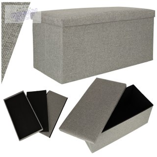 Puf składany ze schowkiem szary duży 76x38x38cm