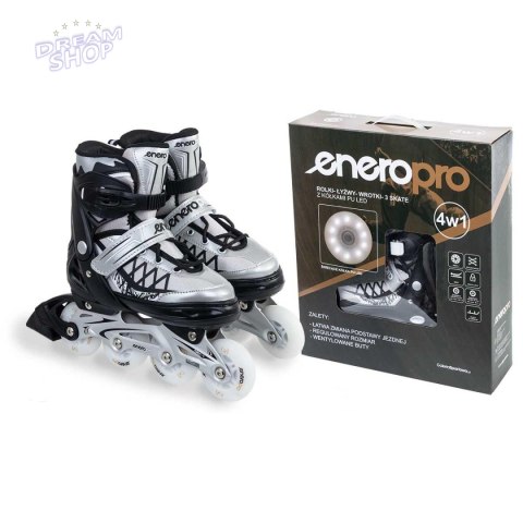 Łyżworolki - wrotki - łyżwy 4 w 1 ENERO PRO LED roz.M 30 -33 Szare