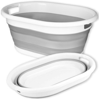 Miska składana owalna AIDA wymiary biało-szara 25L COMPACT